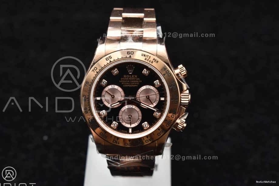 Daytona Best QF 783 126505 RG Edition on Braclet Black V 1:1 Breathable Diamonds RG SH4131 Dial 0816